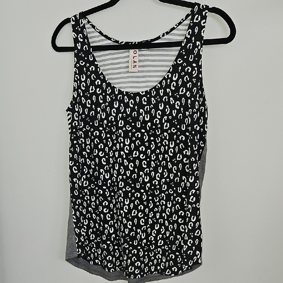 Dolan Left Coast Anthropologie Mixed Media Leopard Stripe Tank Top - Size XS - Picture 4 of 8